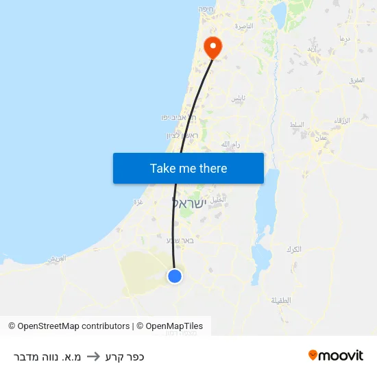 מ.א. נווה מדבר to כפר קרע map