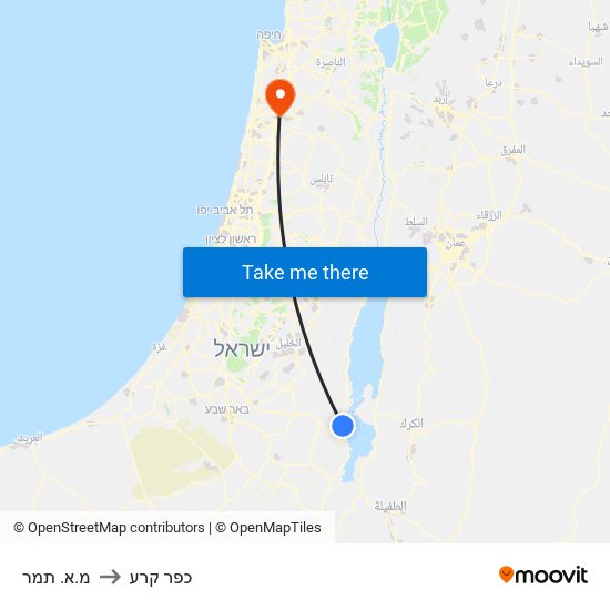 מ.א. תמר to כפר קרע map