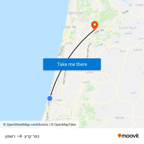 רשפון to כפר קרע map