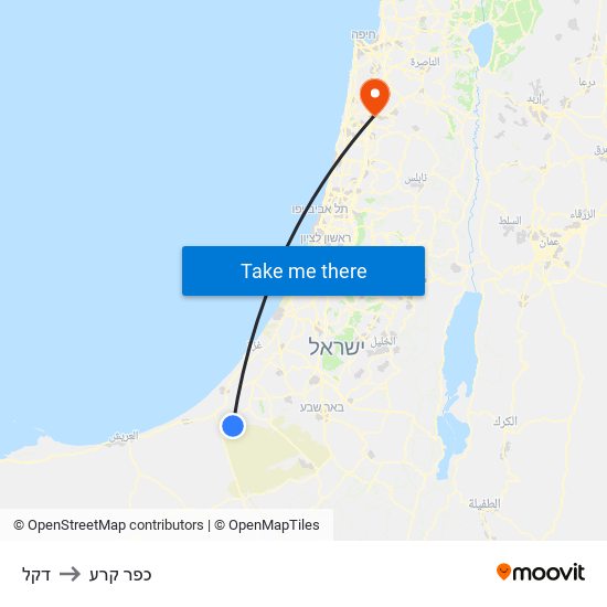 דקל to כפר קרע map