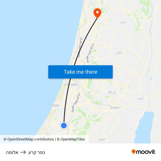 אלומה to כפר קרע map