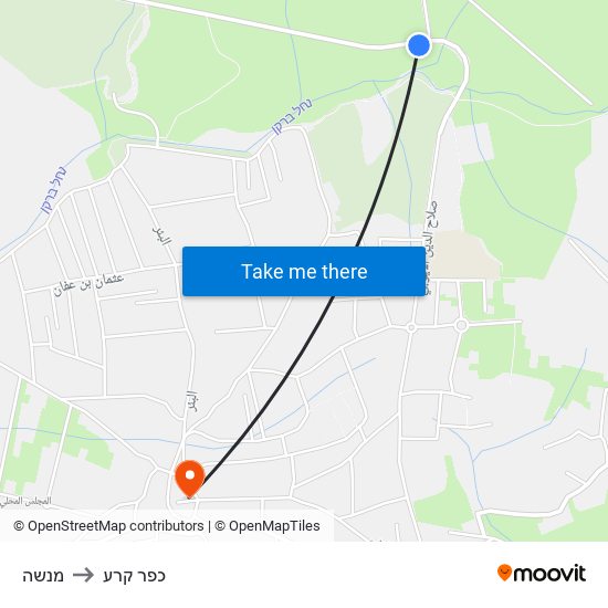 מנשה to כפר קרע map