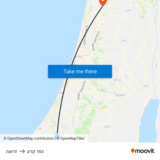 זרועה to כפר קרע map