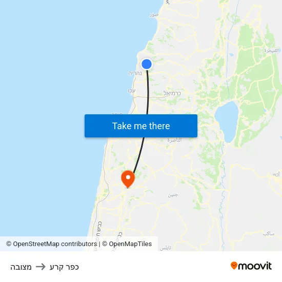 מצובה to כפר קרע map