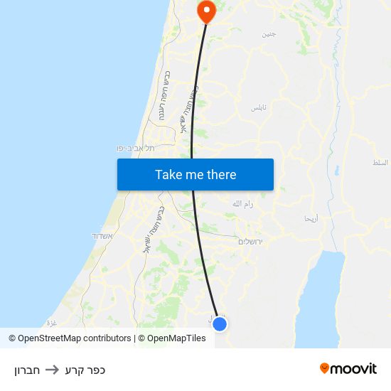 חברון to כפר קרע map