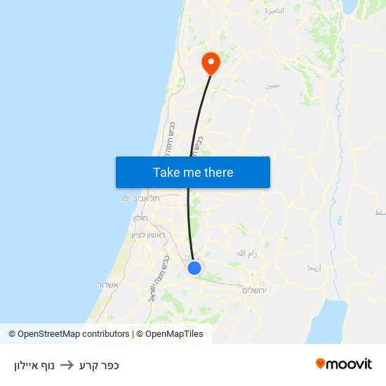 נוף איילון to כפר קרע map