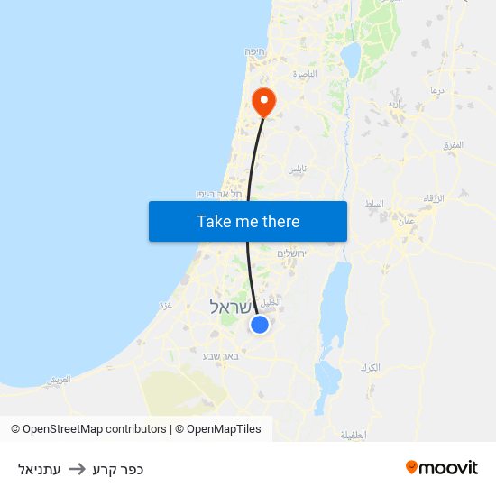 עתניאל to כפר קרע map