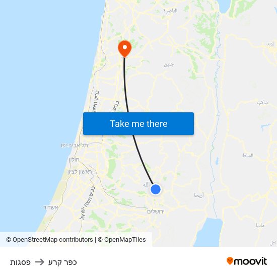 פסגות to כפר קרע map