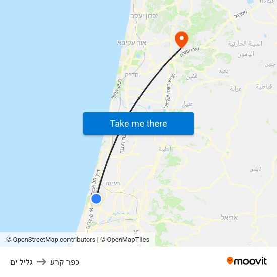 גליל ים to כפר קרע map