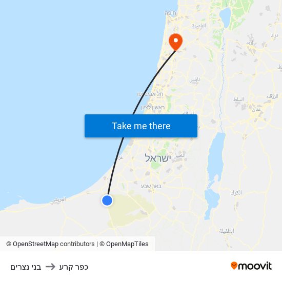 בני נצרים to כפר קרע map