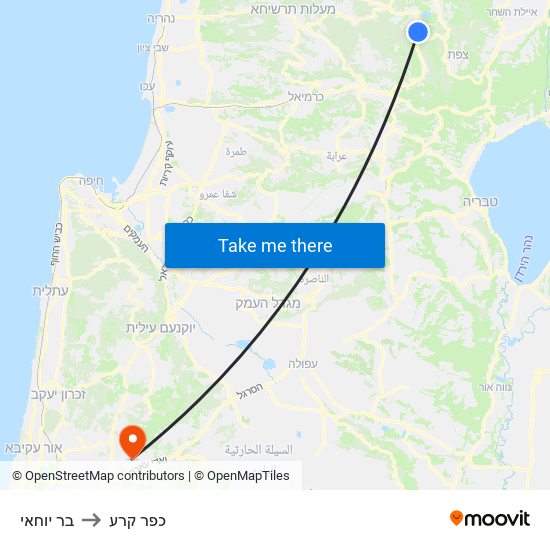 בר יוחאי to כפר קרע map