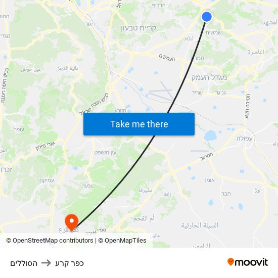 הסוללים to כפר קרע map