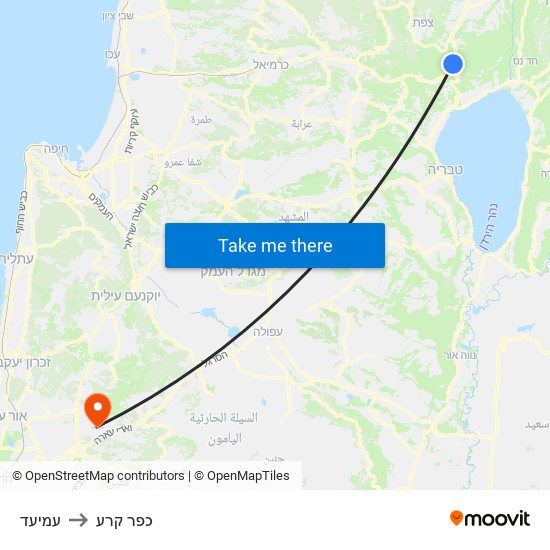 עמיעד to כפר קרע map