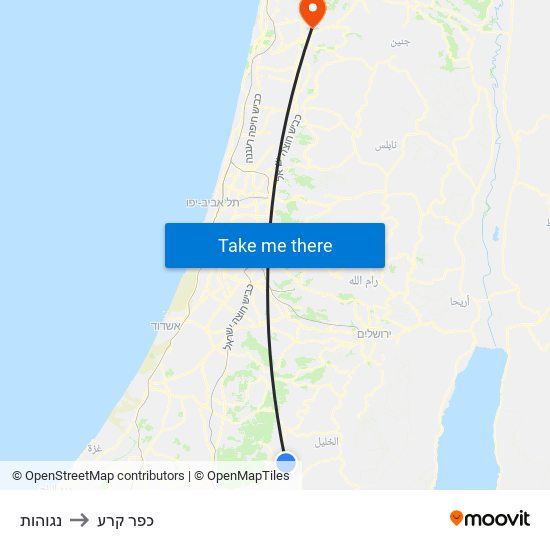 נגוהות to כפר קרע map