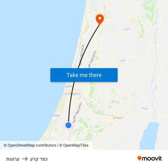 ערוגות to כפר קרע map