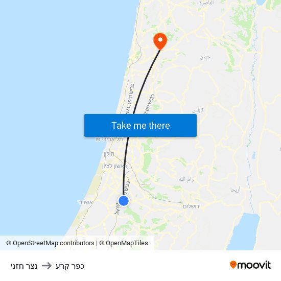 נצר חזני to כפר קרע map