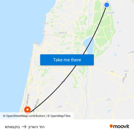 בוקעאתא to הוד השרון map