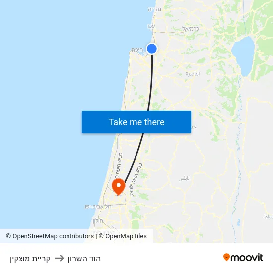 קריית מוצקין to הוד השרון map