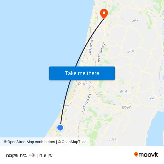 בית שקמה to עין עירון map