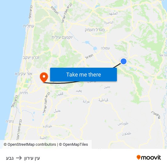 גבע to עין עירון map