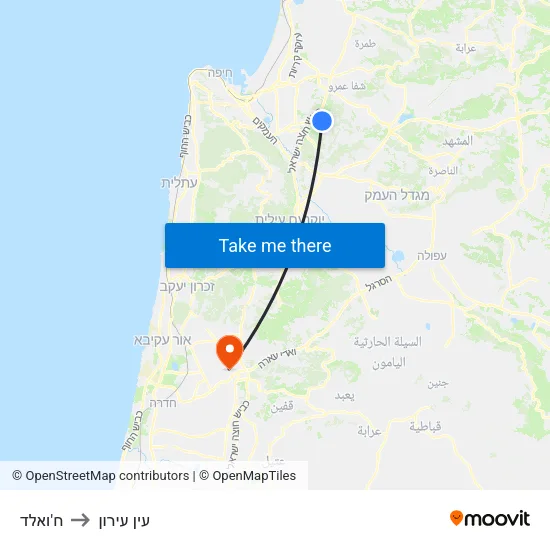 ח'ואלד to עין עירון map