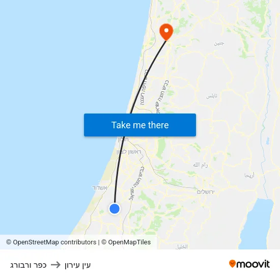 כפר ורבורג to עין עירון map