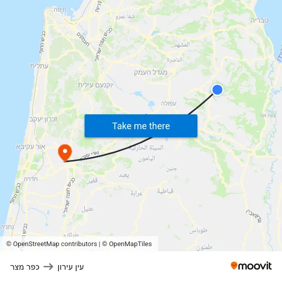 כפר מצר to עין עירון map