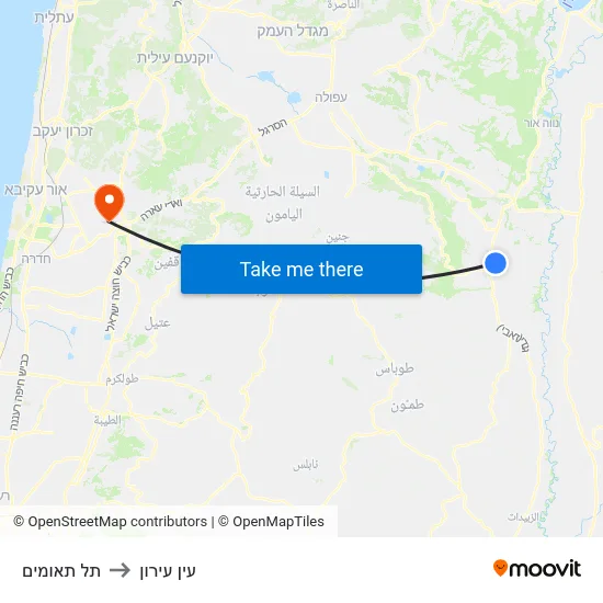 תל תאומים to עין עירון map