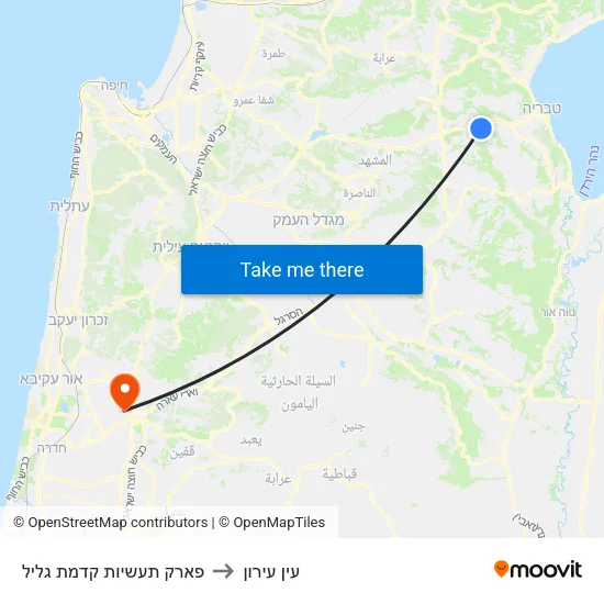 פארק תעשיות קדמת גליל to עין עירון map