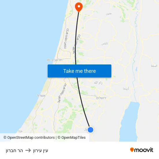 הר חברון to עין עירון map