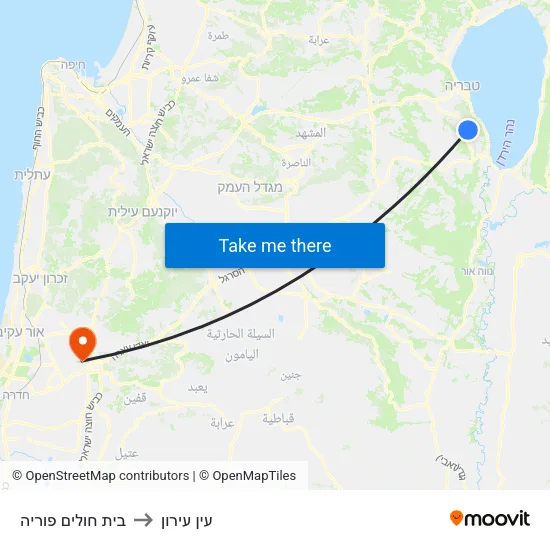 בית חולים פוריה to עין עירון map