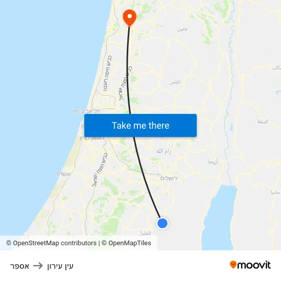אספר to עין עירון map