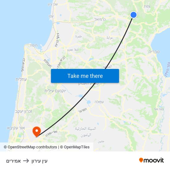 אמירים to עין עירון map