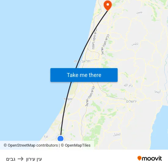גבים to עין עירון map