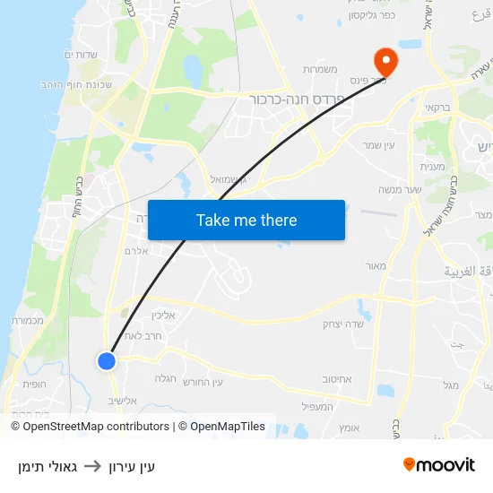 גאולי תימן to עין עירון map