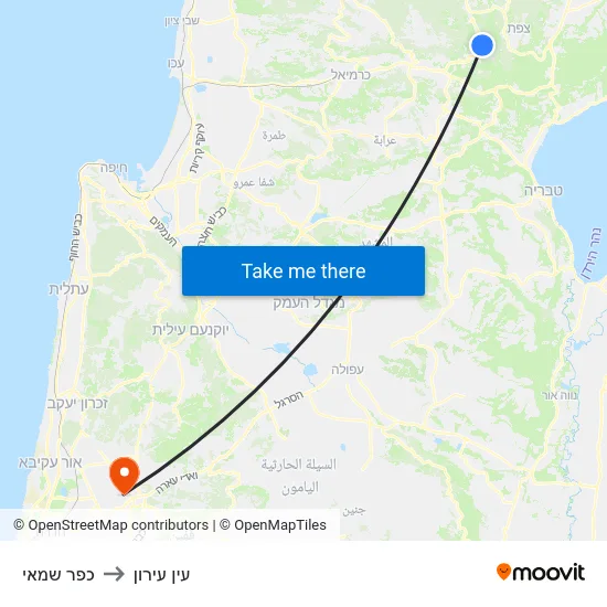 כפר שמאי to עין עירון map