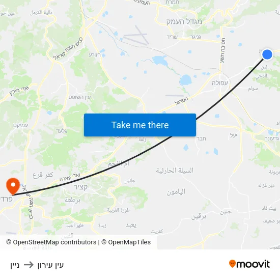 ניין to עין עירון map