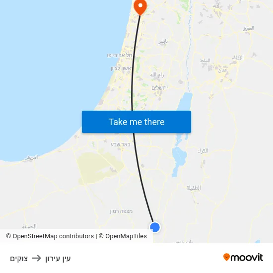 צוקים to עין עירון map