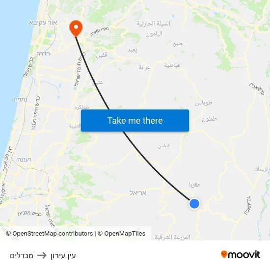 מגדלים to עין עירון map