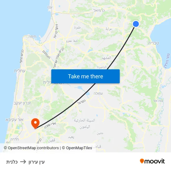 כלנית to עין עירון map