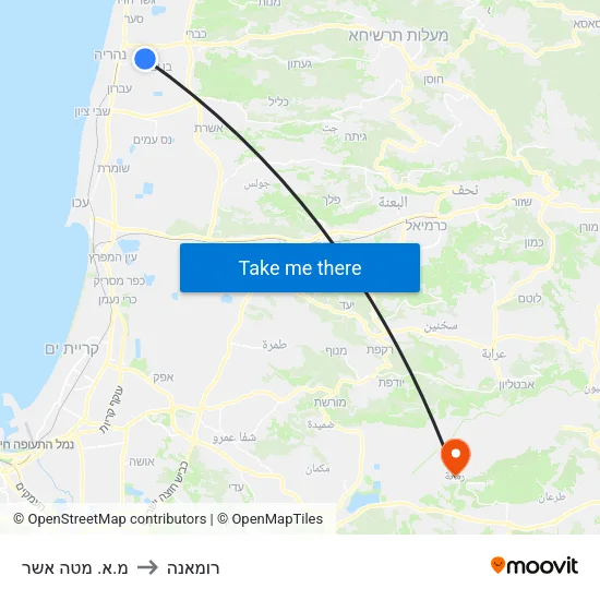 מ.א. מטה אשר to רומאנה map