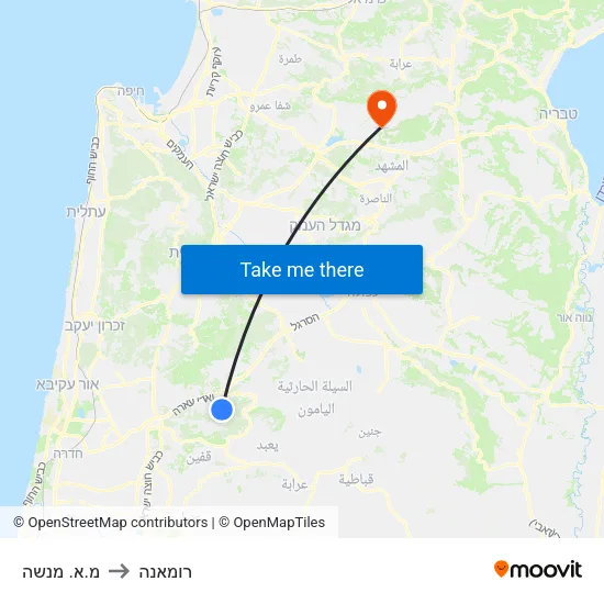 מ.א. מנשה to רומאנה map