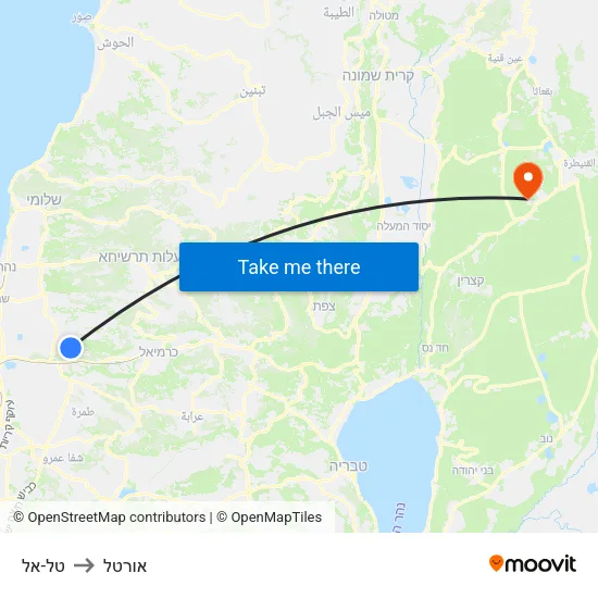 טל-אל to אורטל map
