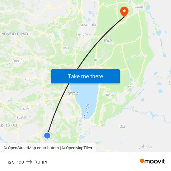 כפר מצר to אורטל map