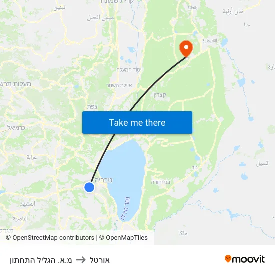 מ.א. הגליל התחתון to אורטל map