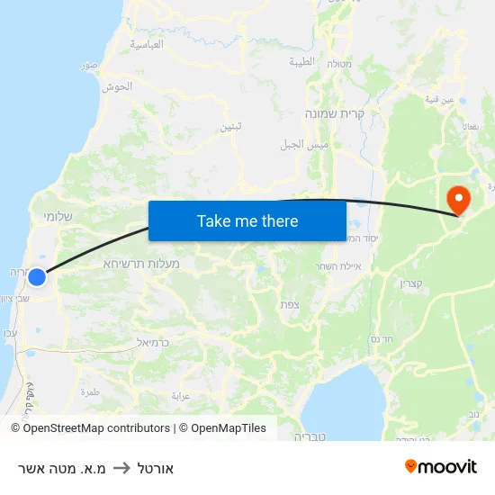 מ.א. מטה אשר to אורטל map