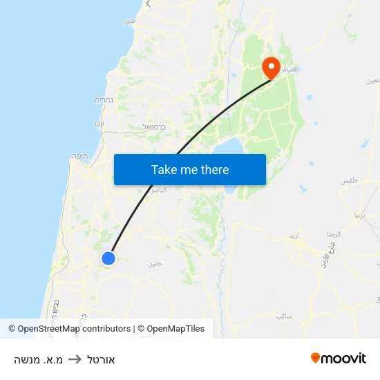 מ.א. מנשה to אורטל map