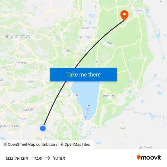 שבלי - אום אל-גנם to אורטל map
