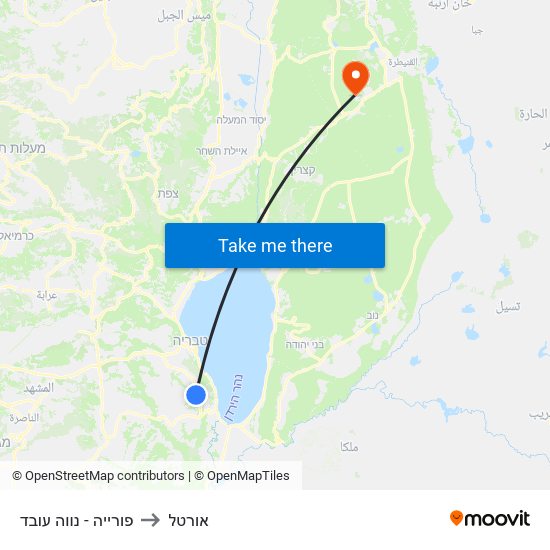 פורייה - נווה עובד to אורטל map