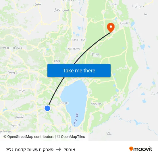 פארק תעשיות קדמת גליל to אורטל map